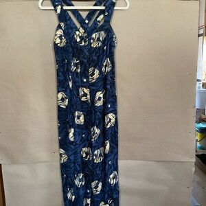Carolina Colours Blue Floral Maxi Dress. Button front. Size 7